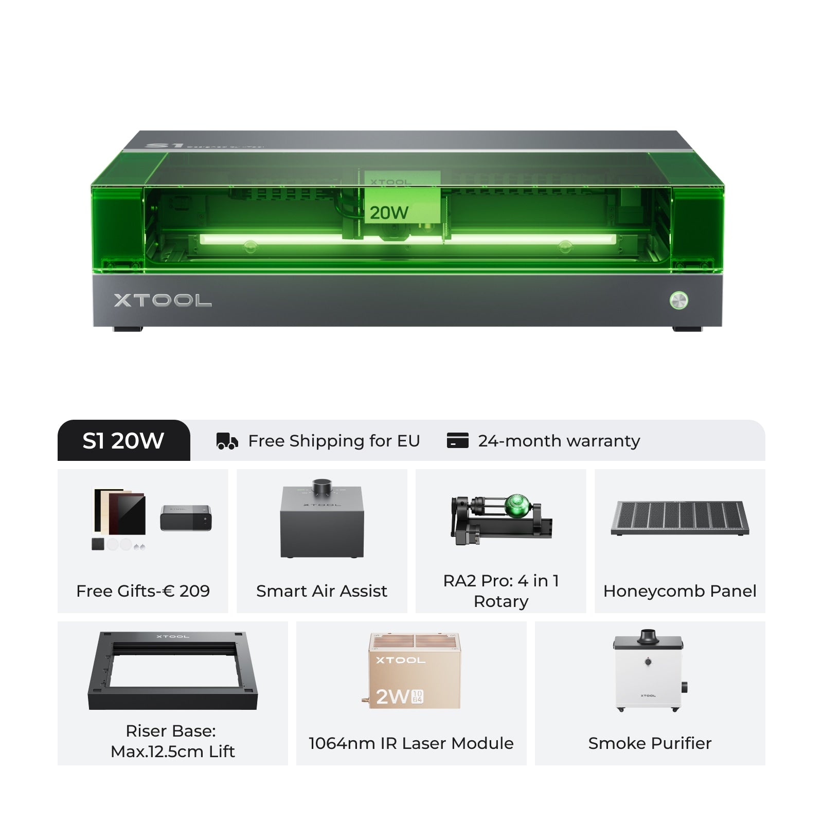 Xtool S1 afgesloten diode lasersnijder