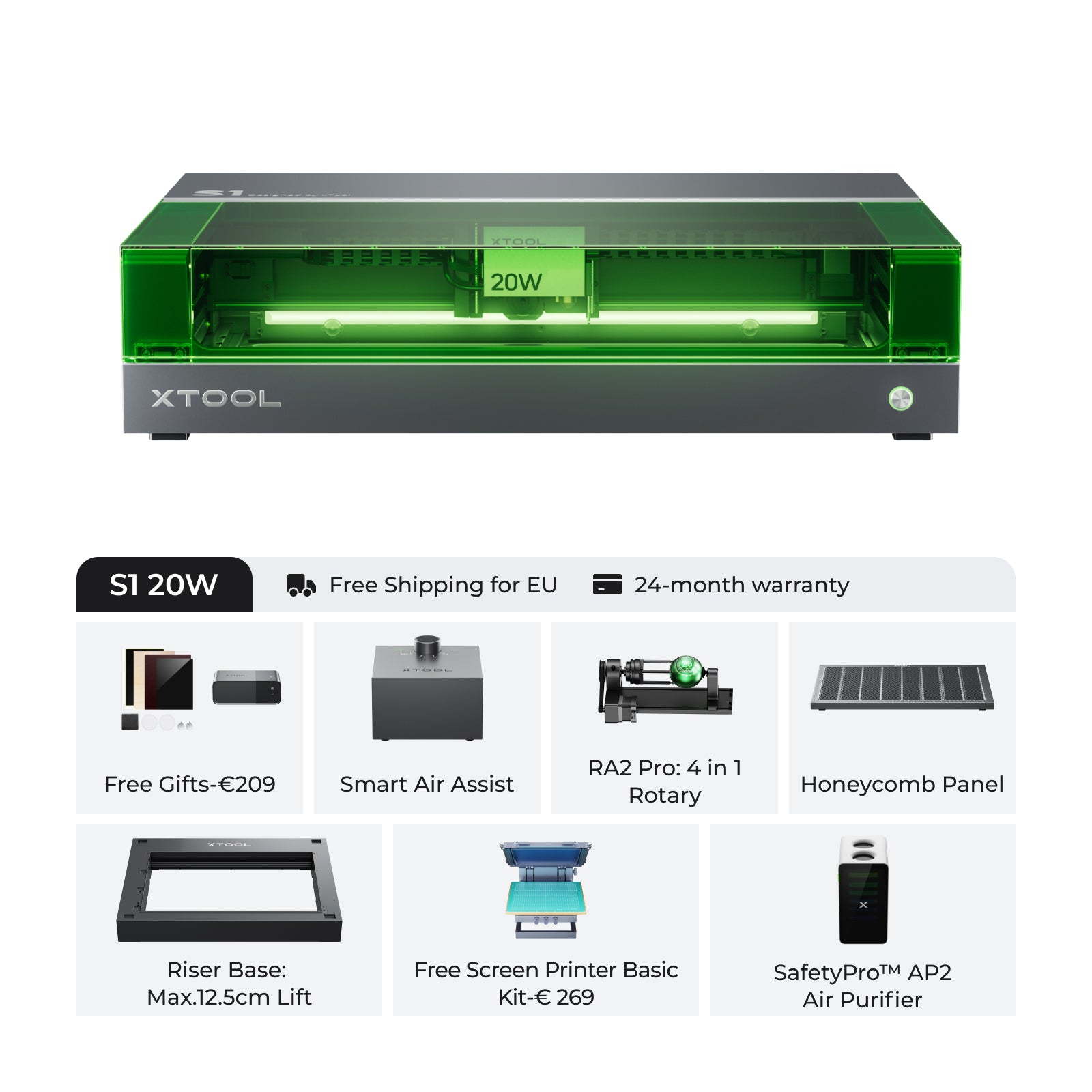 Xtool S1 afgesloten diode lasersnijder