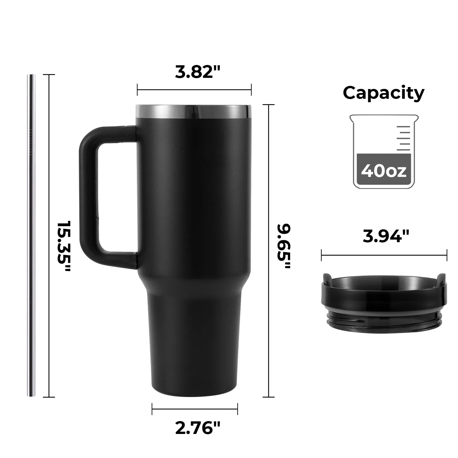 Stainless Steel Tumbler with Handle (40oz)