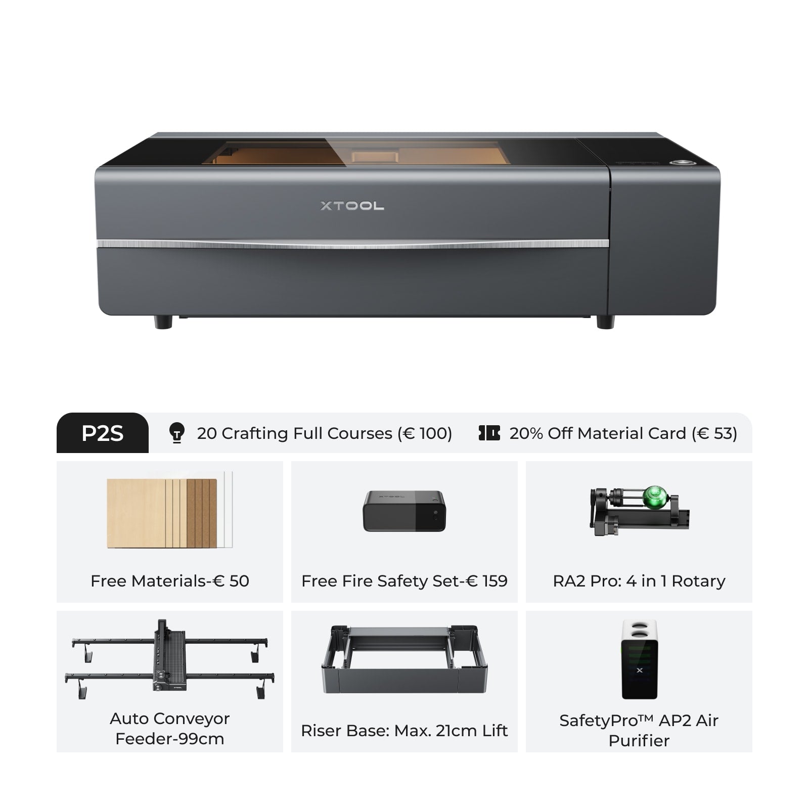 Xtool P2 veelzijdige en slimme desktop 55W CO2 laser Cutter