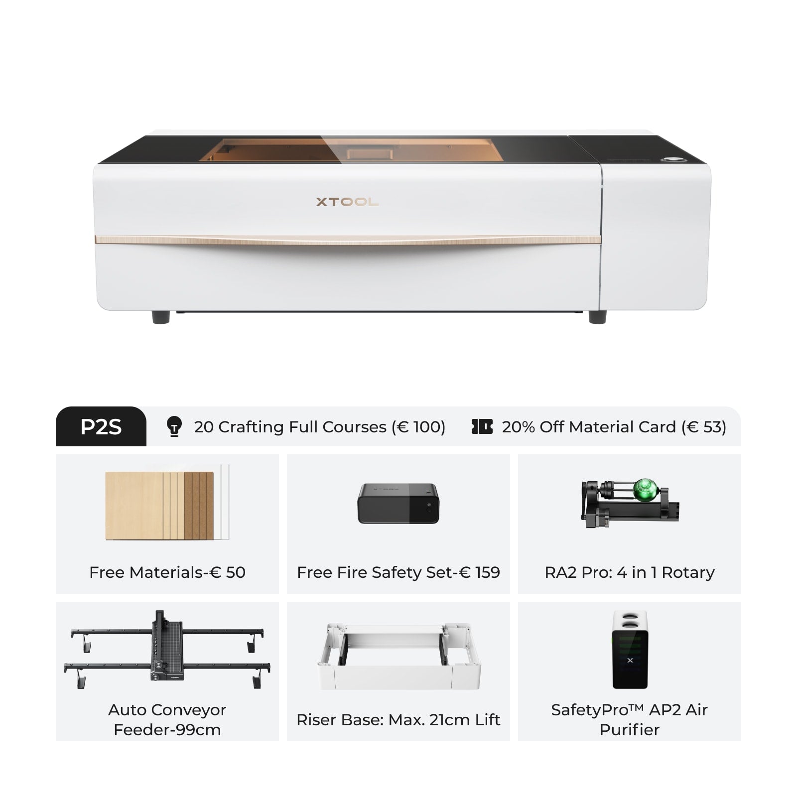 Xtool P2 veelzijdige en slimme desktop 55W CO2 laser Cutter