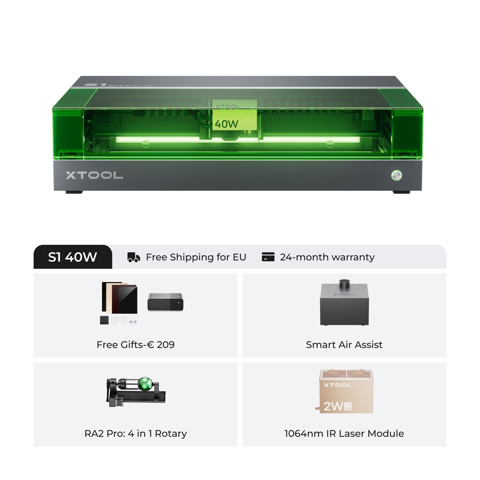 Xtool S1 afgesloten diode lasersnijder