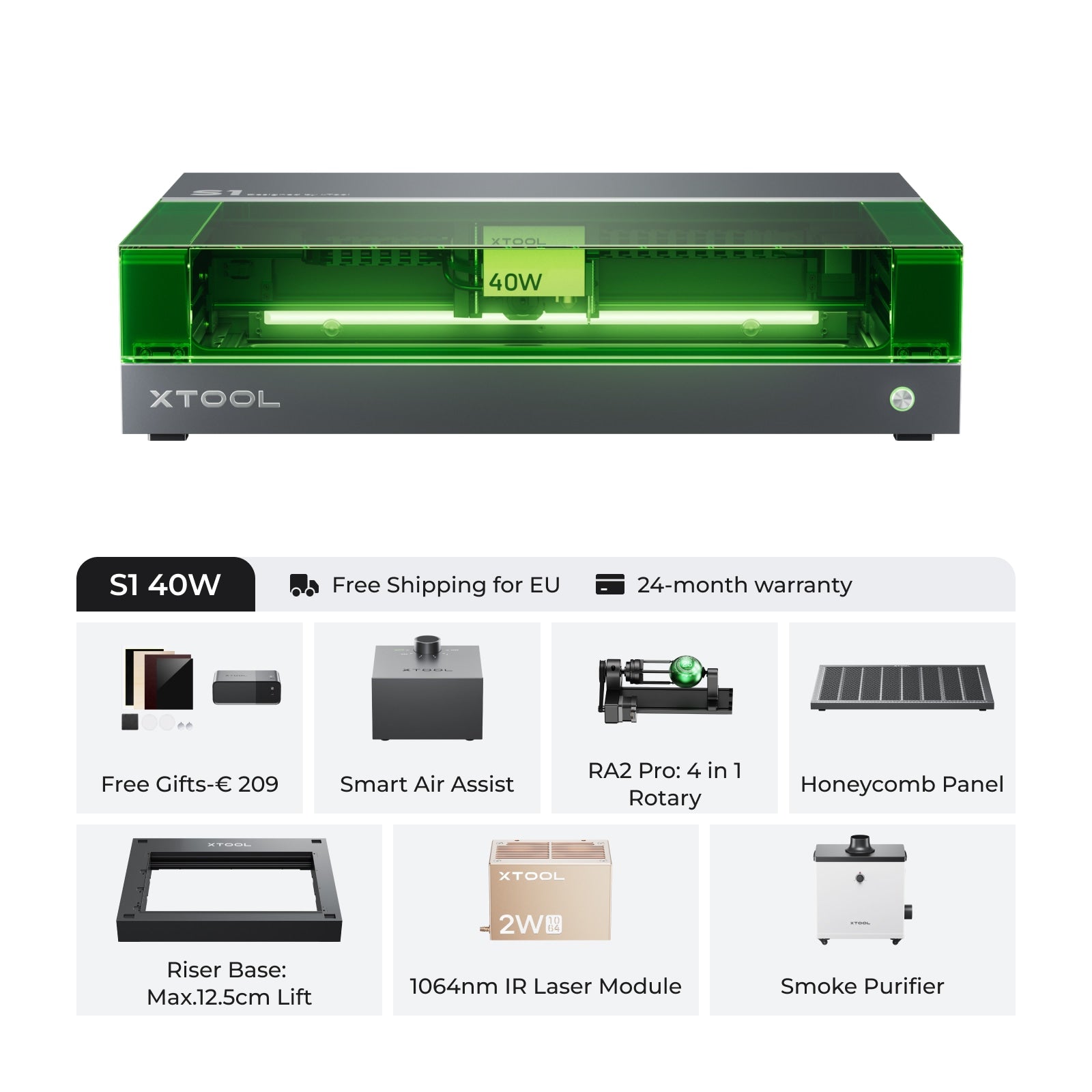 Xtool S1 afgesloten diode lasersnijder