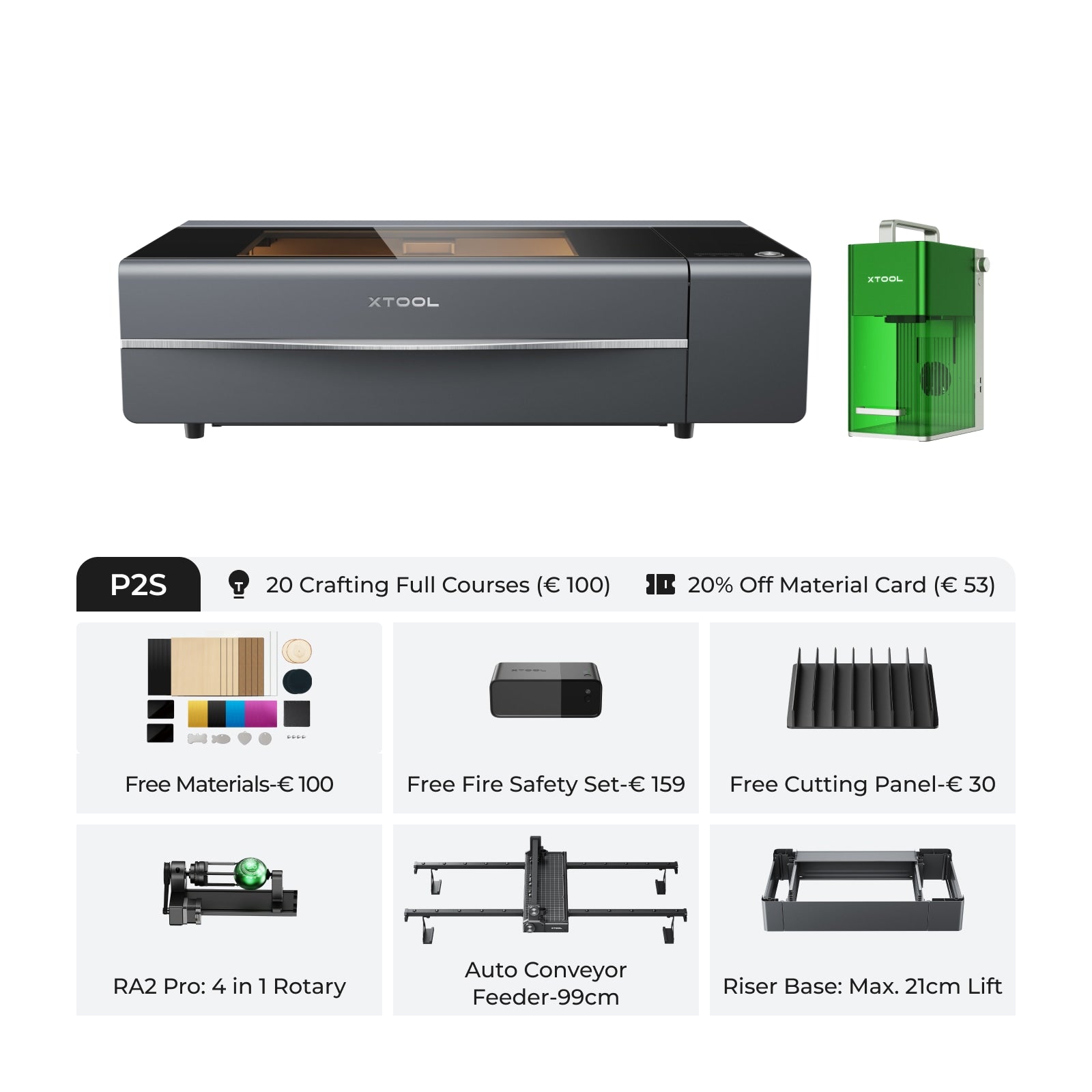 Xtool P2 veelzijdige en slimme desktop 55W CO2 laser Cutter