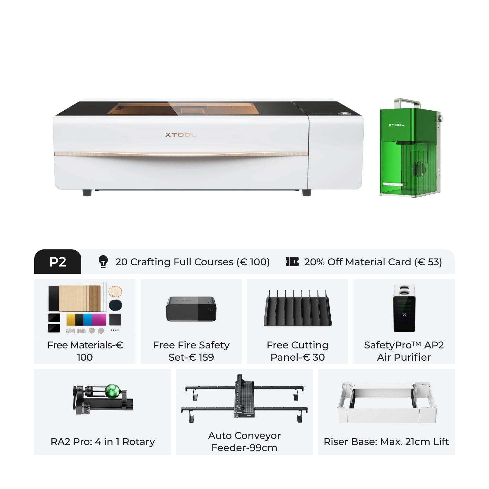 Xtool P2 veelzijdige en slimme desktop 55W CO2 laser Cutter