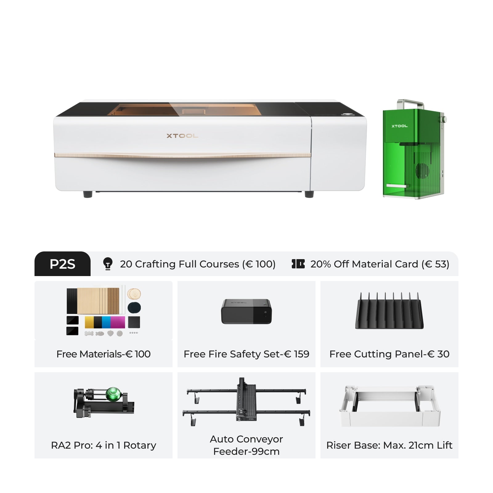 Xtool P2 veelzijdige en slimme desktop 55W CO2 laser Cutter