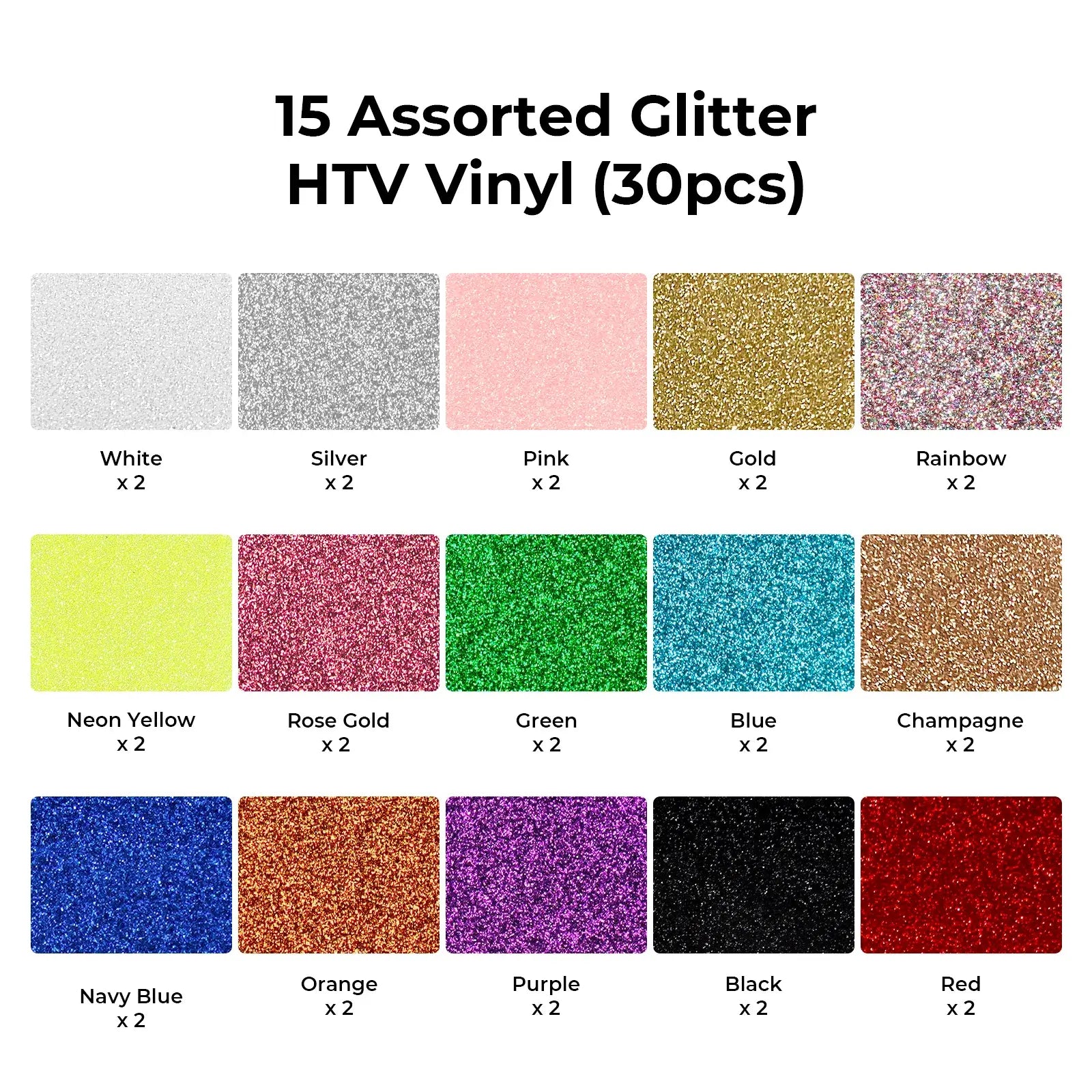 Glitter PET Heat Transfer Vinyl (30pcs)