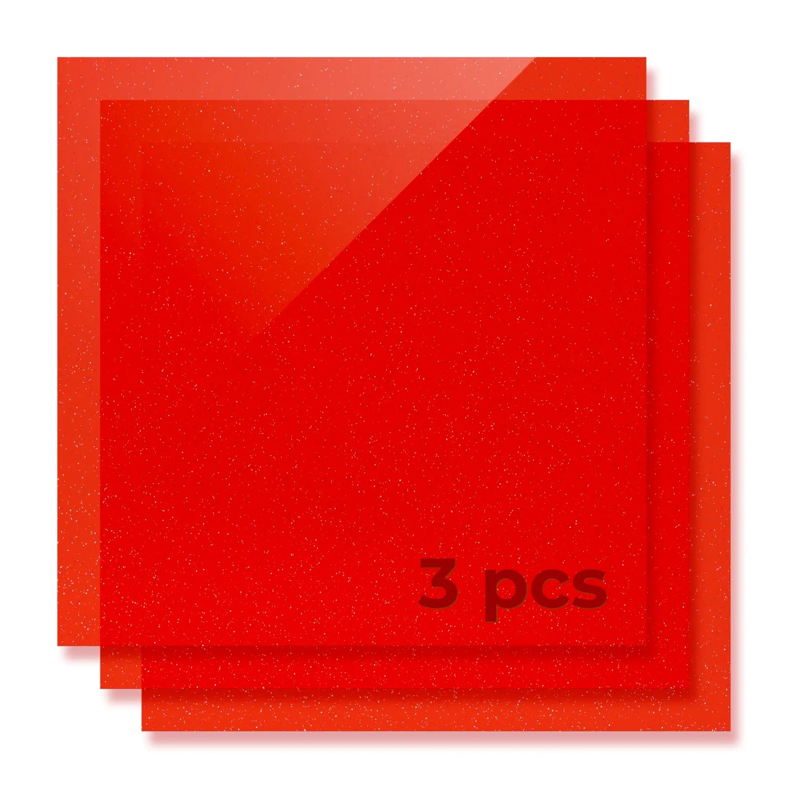 1/8 Red Glitter Translucent Glossy Acrylic Sheet (3pcs)