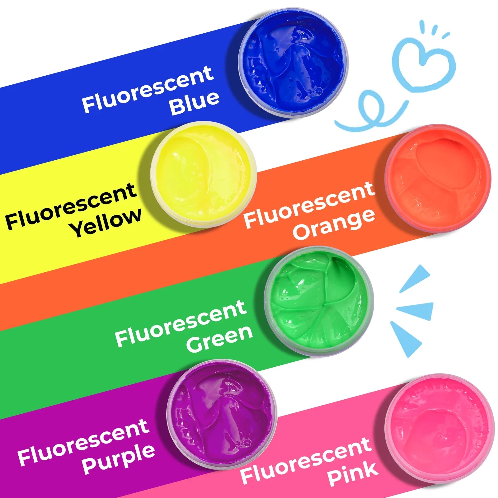 Fluorescent Color Acrylic Screen Printing Ink Set (6 Colors)