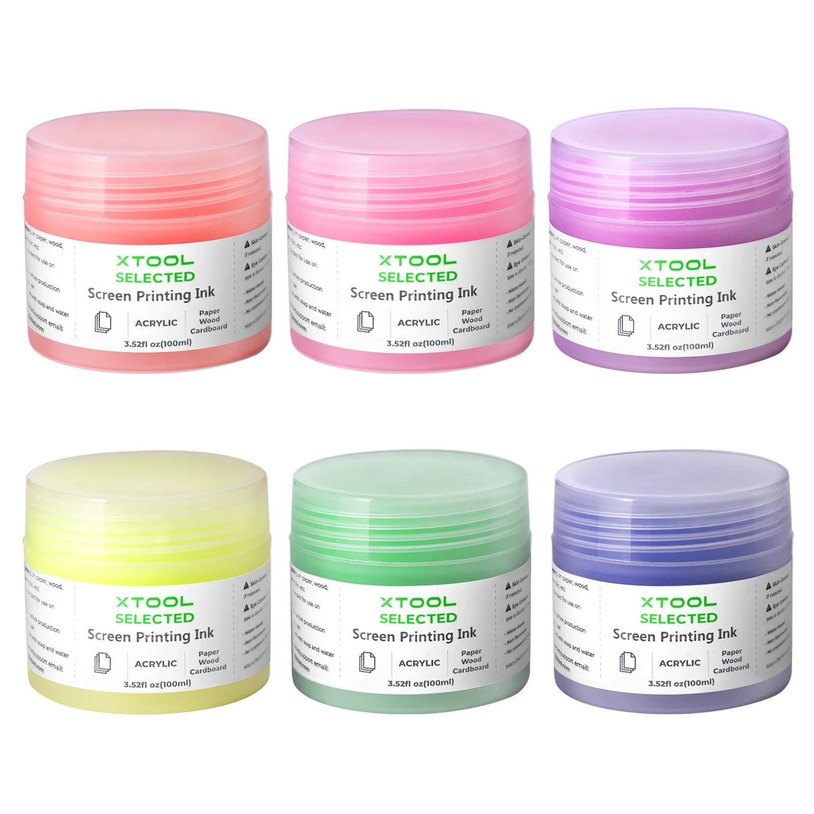 Fluorescent Color Acrylic Screen Printing Ink Set (6 Colors)