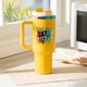 Yellow To Iridescent Stainless Steel Tumbler with Removable Handle (40oz)