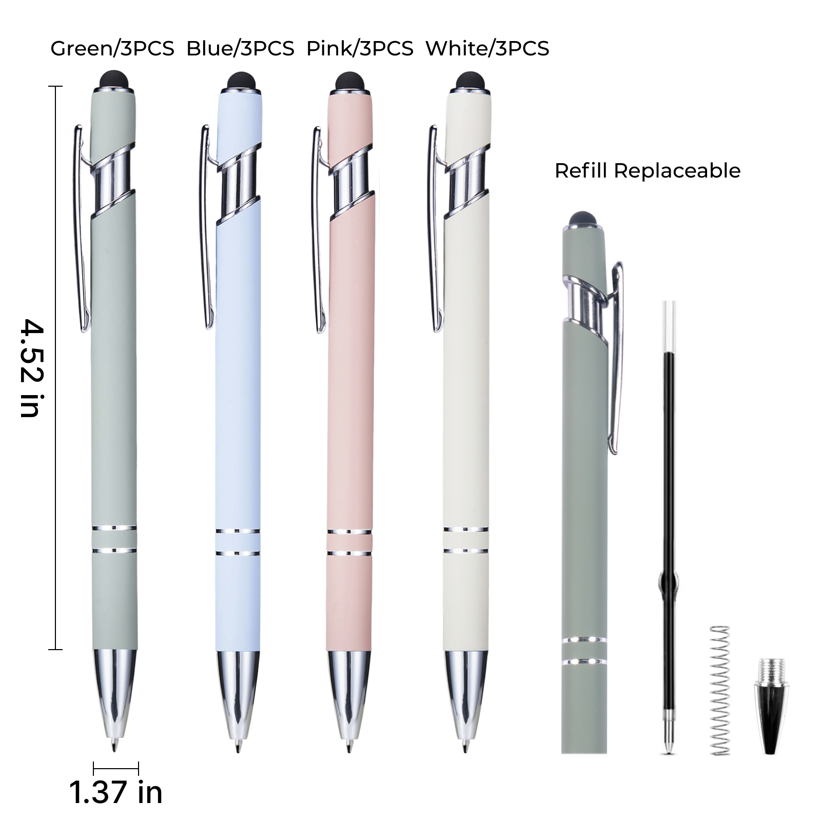 Ballpoint Pens with Stylus (12pcs)