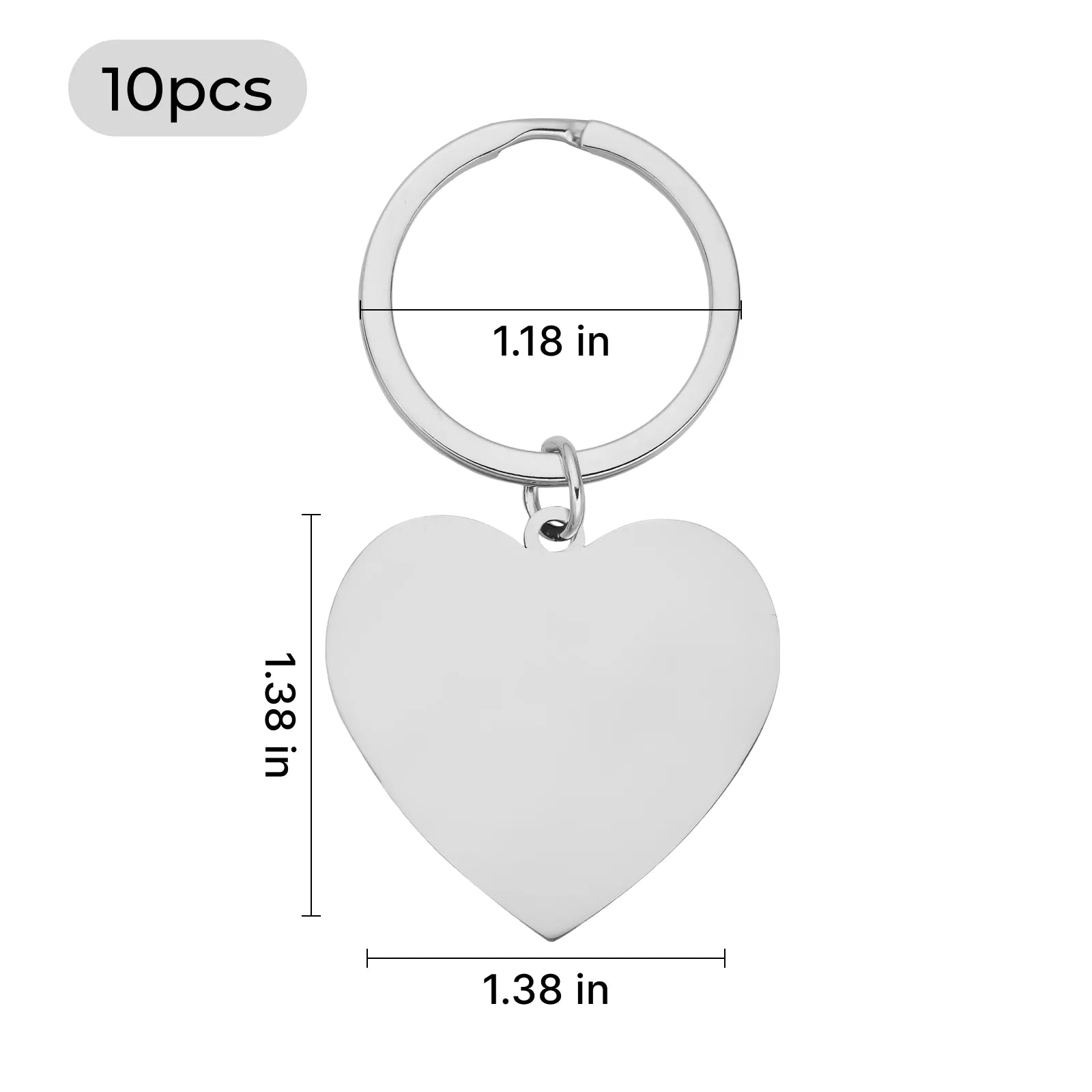 Stainless Steel Heart Keychain (10pcs)